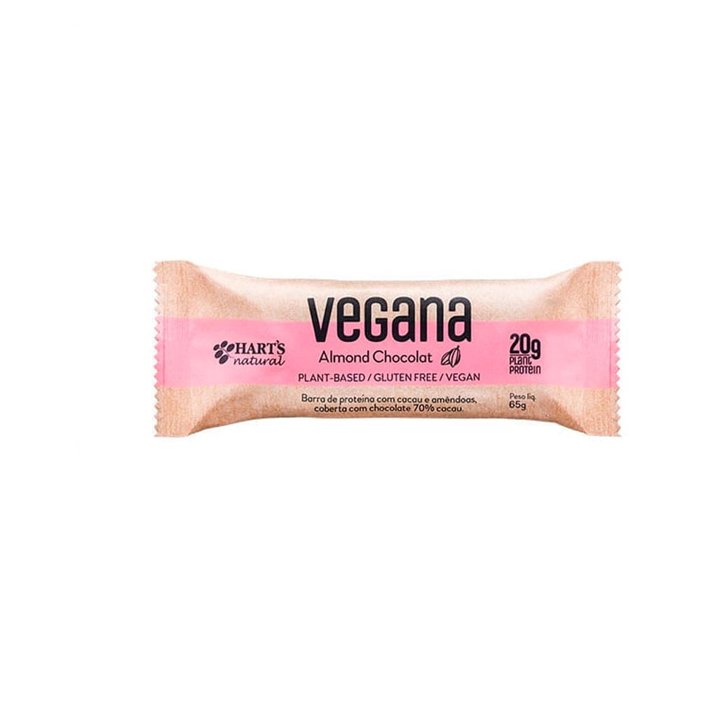 Barra de Proteína Vegana Almond Chocolat Hart's Natural 65g