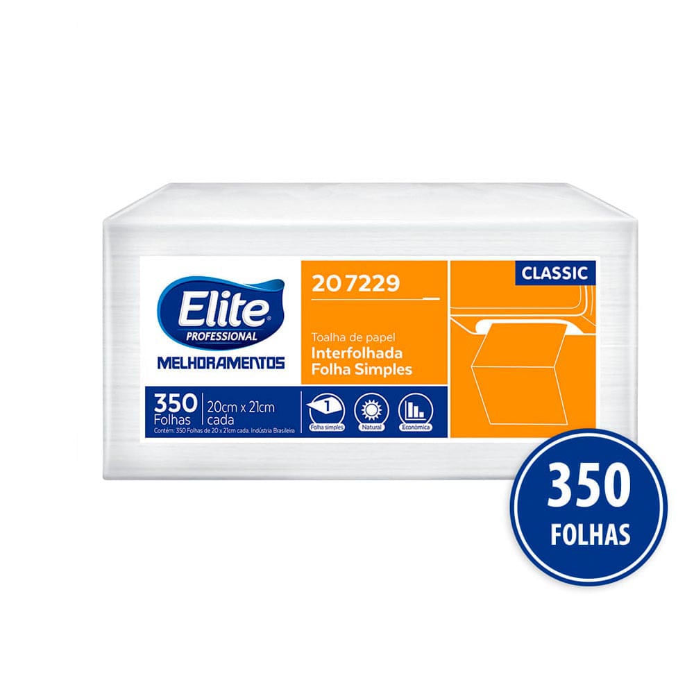 Papel Toalha Classic Interfolhas Folhas Simples Elite Professional 350 Folhas