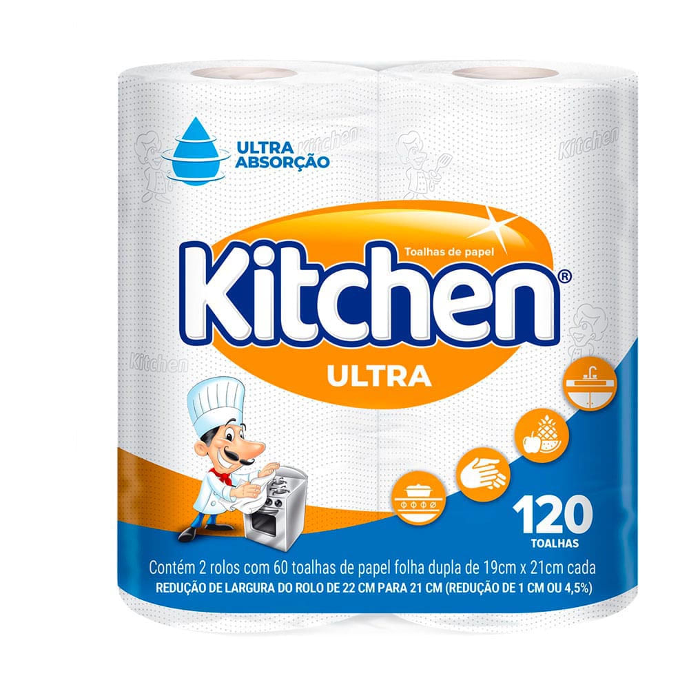 Papel Toalha Folha Dupla Kitchen Ultra 2x60 Folhas