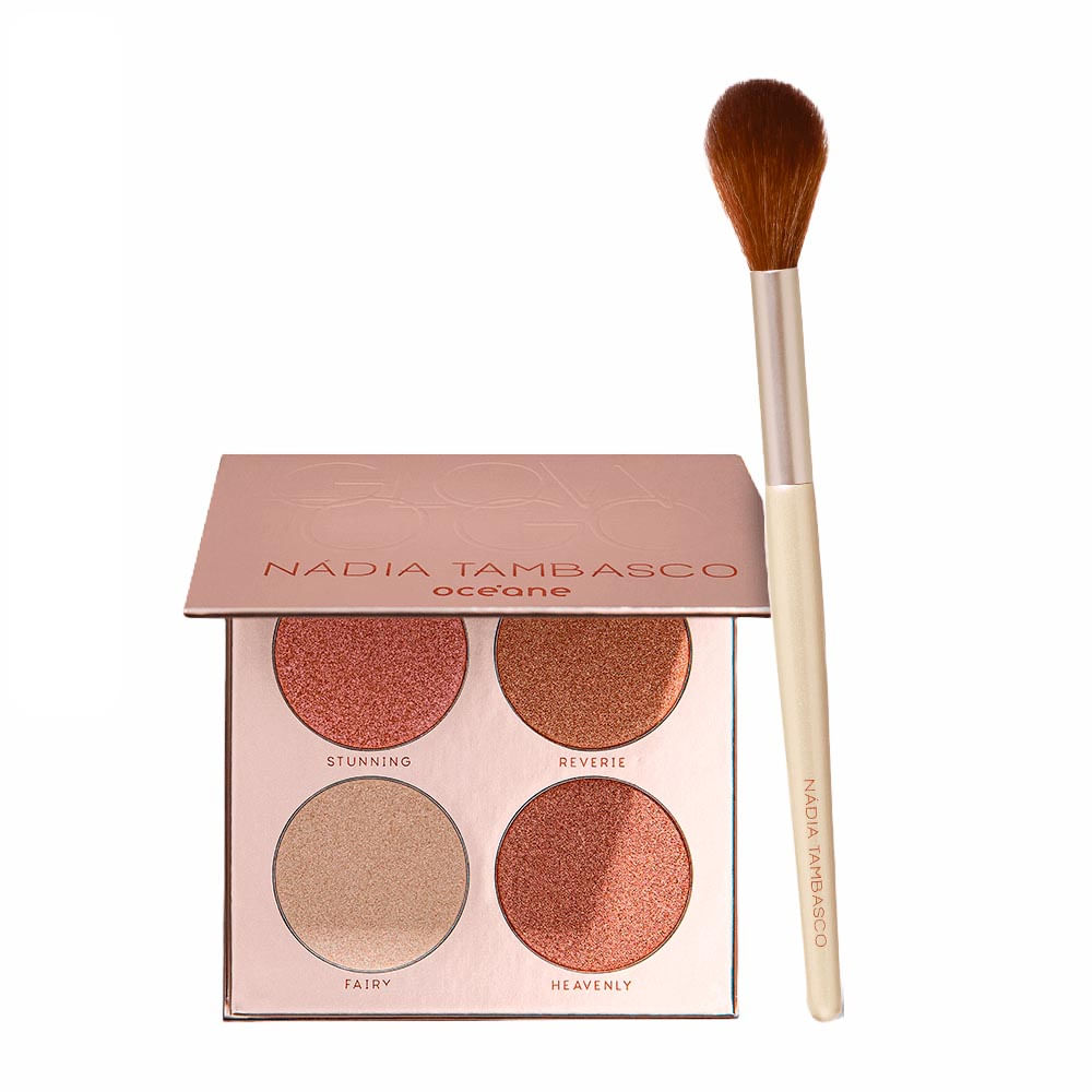 Kit Paleta de Iluminadores + Pincel Nádia Tambasco By Océane