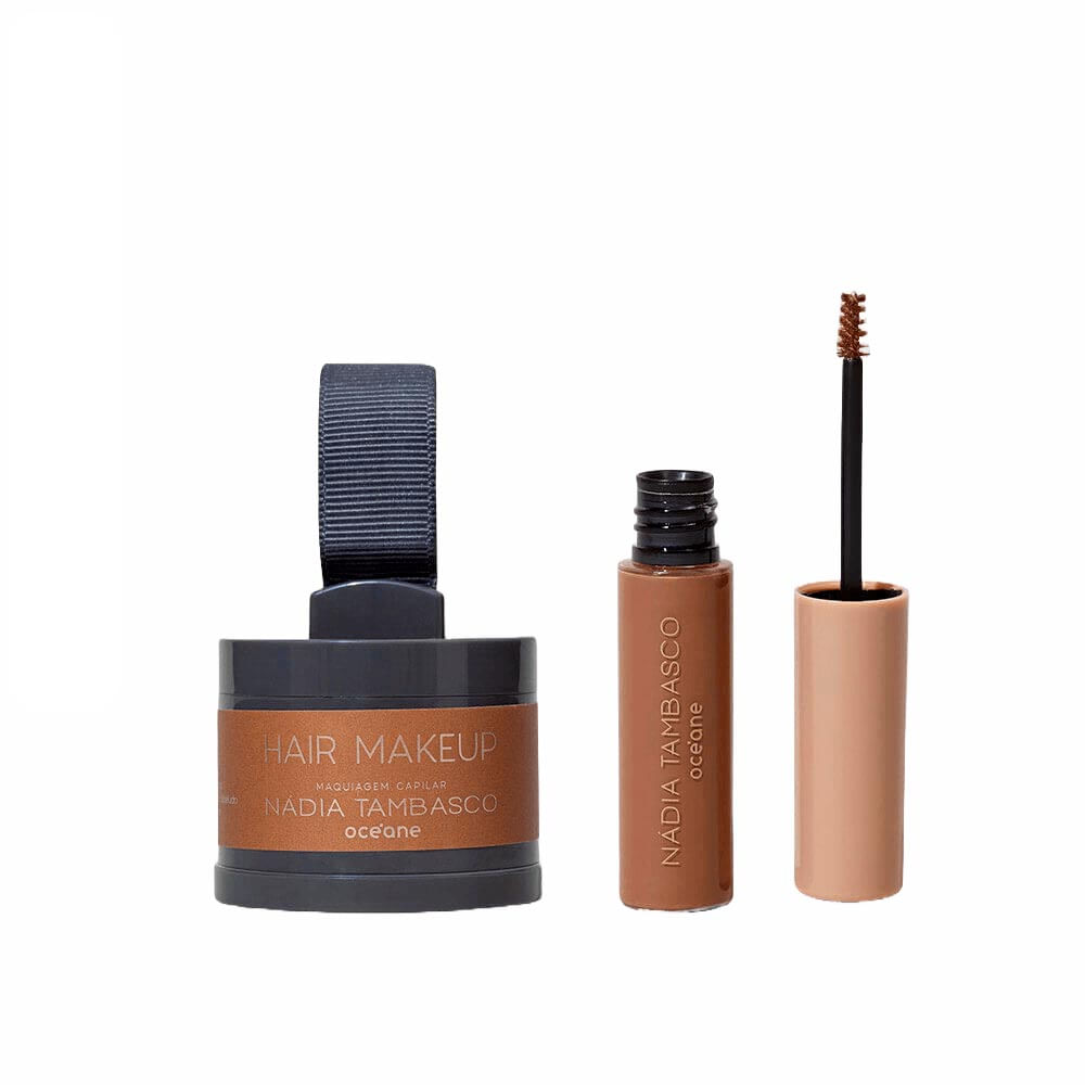 Kit Máscara De Sobrancelha Castanho Claro + Maquiagem Capilar Nádia Tambasco By Océane