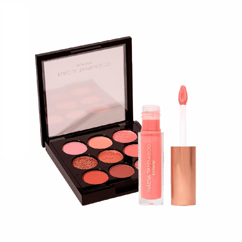 Kit Paleta De Sombras To Go Nude + Brilho Labial Luxe Nádia Tambasco By Océane