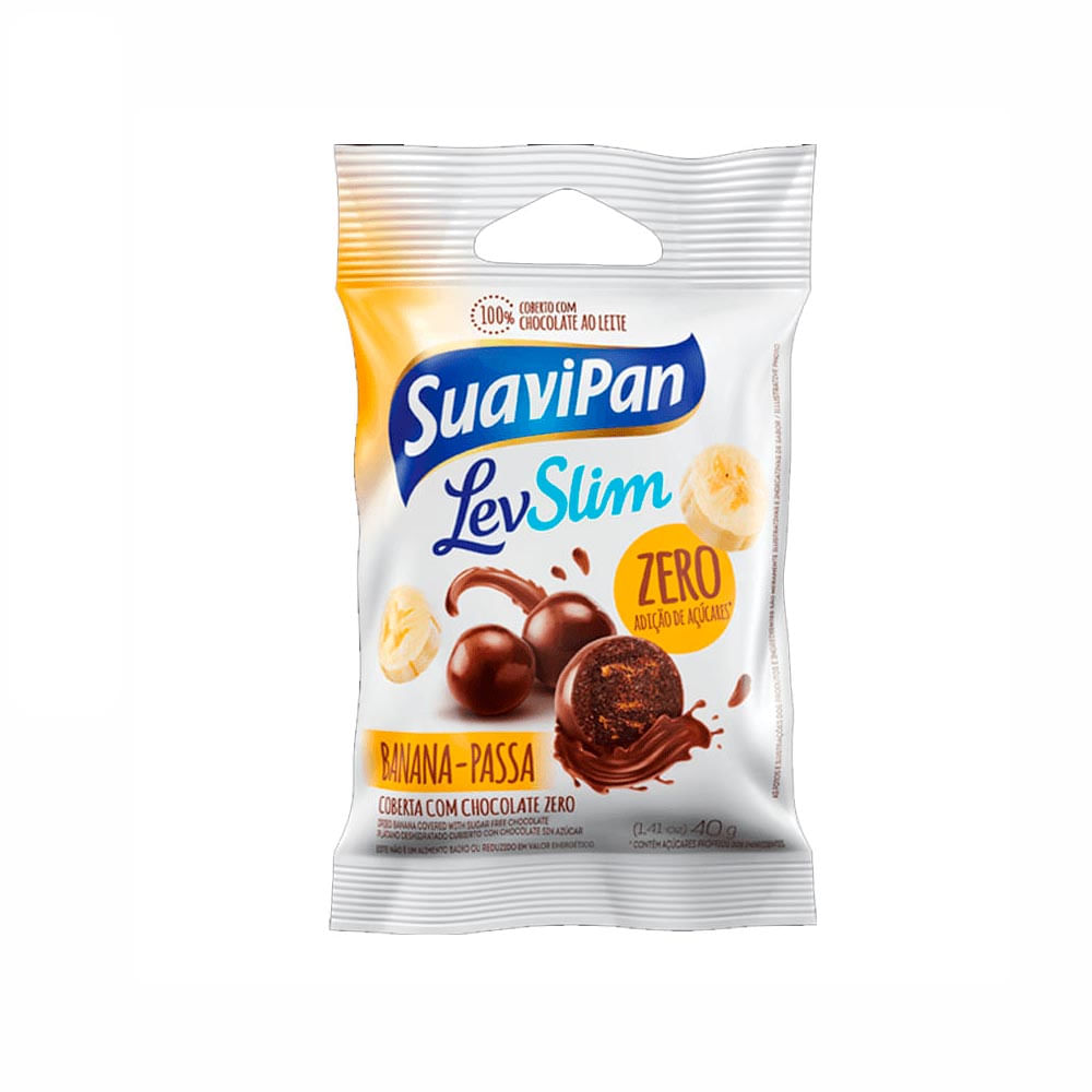 Banana-Passa Drageado com Chocolate Suavipan Zero 40g
