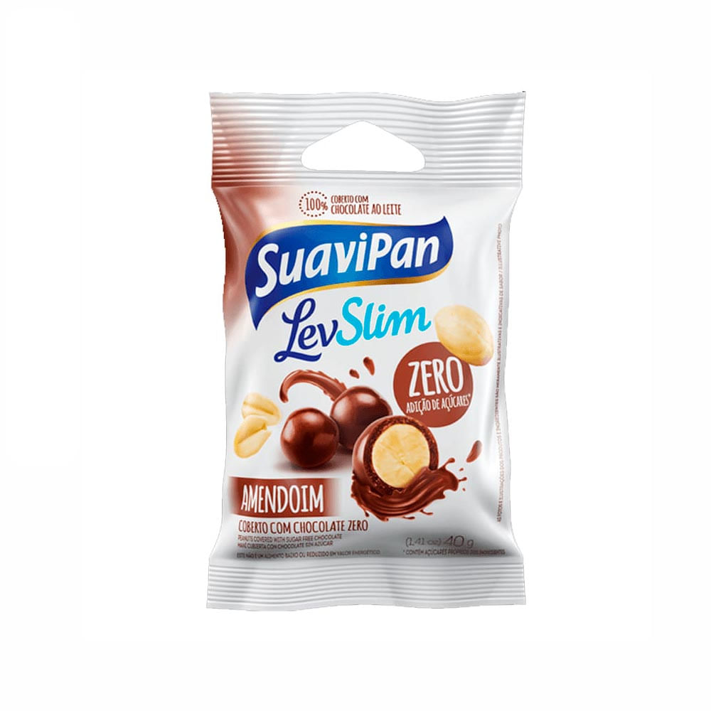 Amendoim Drageado Coberto com Chocolate Suavipan Zero 40g