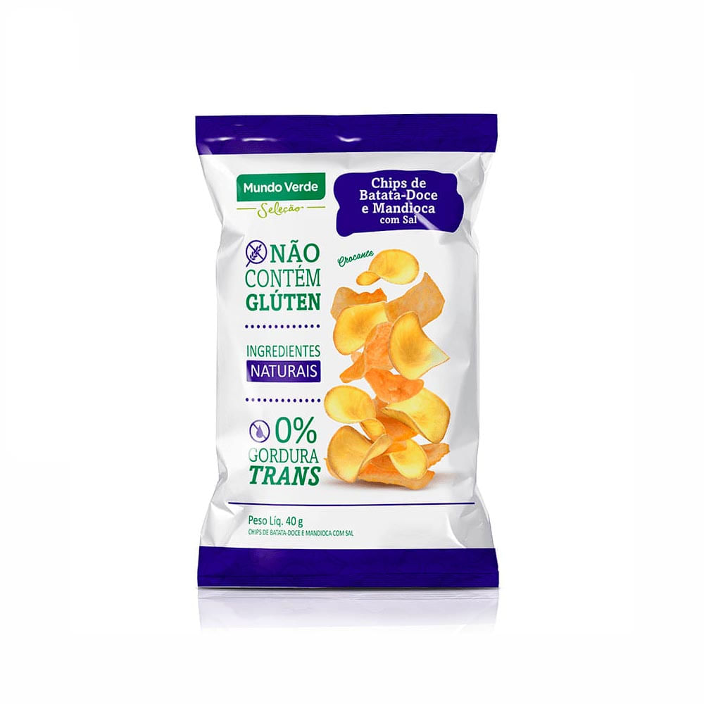 Chips Batata Doce E Mandioca Mundo Verde Seleção 40g