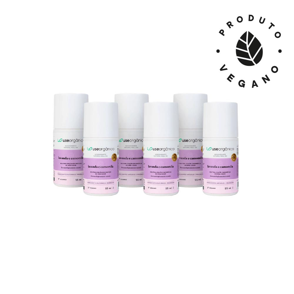 Kit 6 Desodorantes Roll On Use Orgânico Natural Lavanda E Camomila 6 Unidades