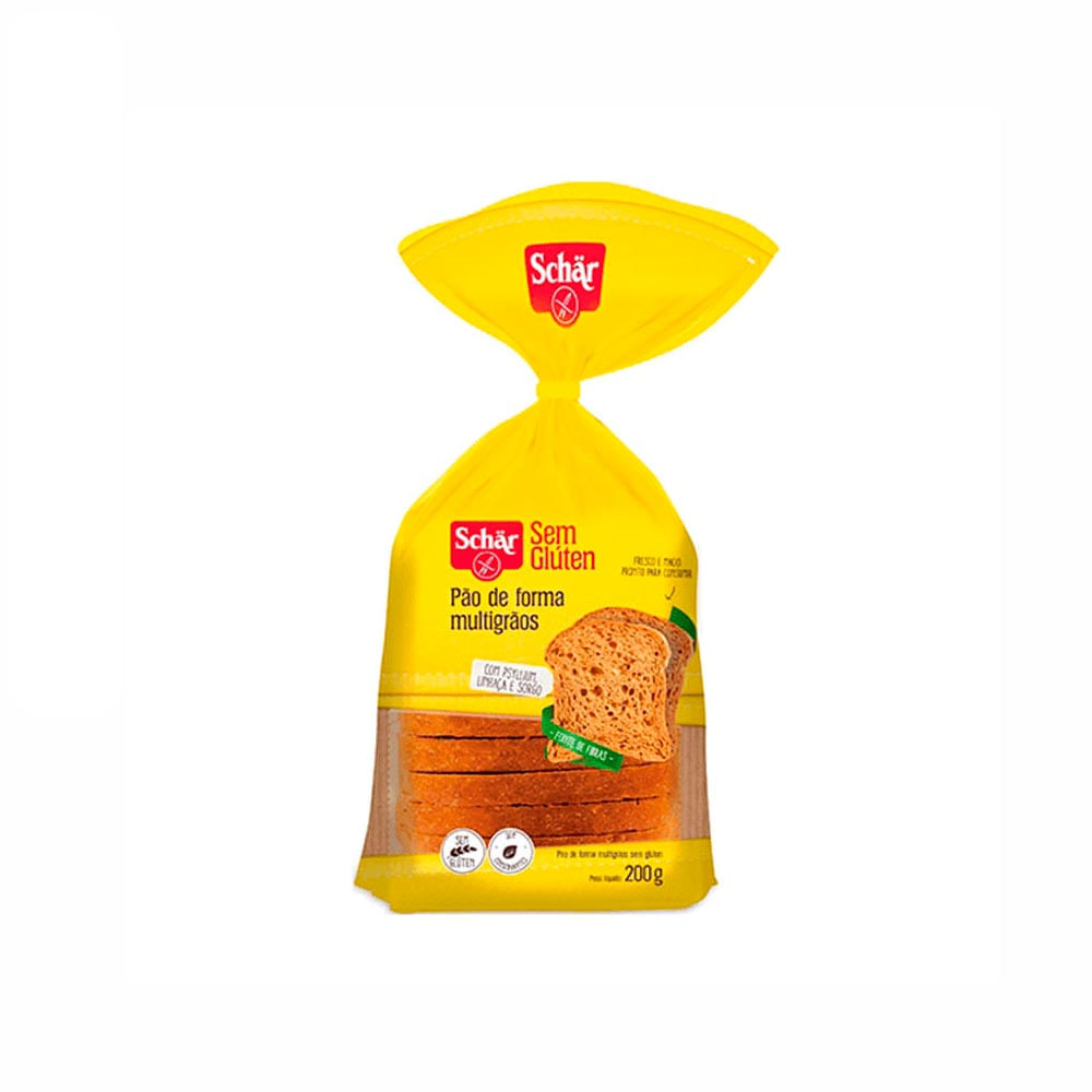 Pão de Forma Multigrãos sem glúten e lactose 200g Schar