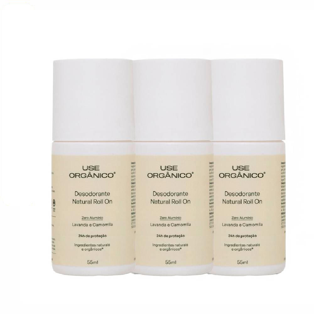 Kit 3 Desodorante Roll On Use Orgânico Natural Lavanda E Camomila 3 Unidades