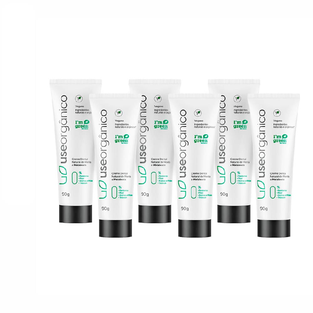 Creme Dental Use Orgânico Natural E Vegano 90G Com 6 Unidades