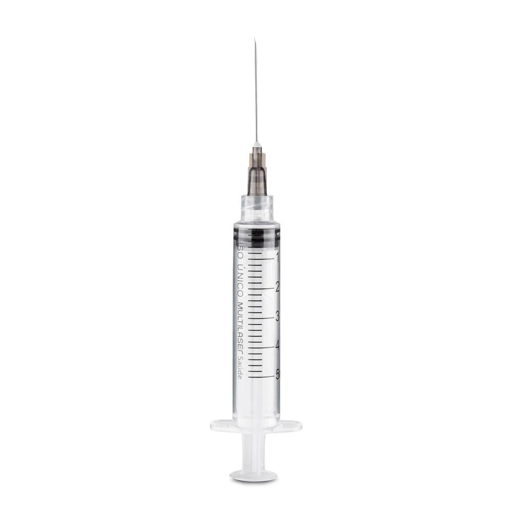 Seringa Luer Lock 5ml Com Agulha Cx com 100UN Multilaser Saúde HC447