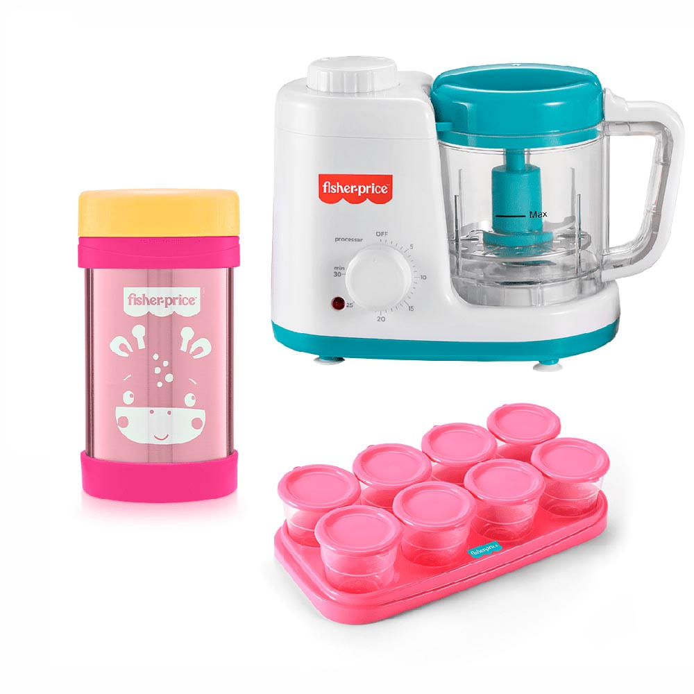 Combo Baby Processador de Alimentos 220V com Pote Papinha Rosa - BB1091K