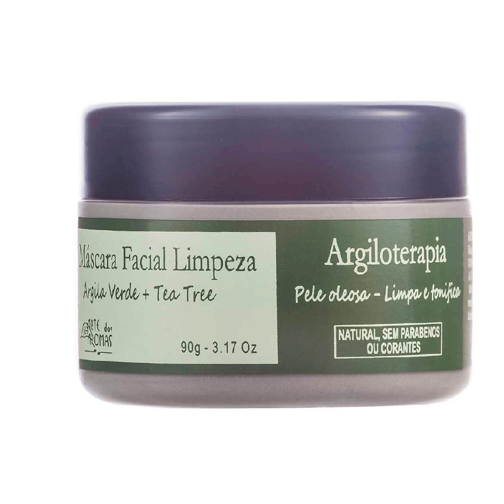 Máscara Facial De Limpeza Arte Dos Aromas Natural Argila Verde E Tea Tree 90G