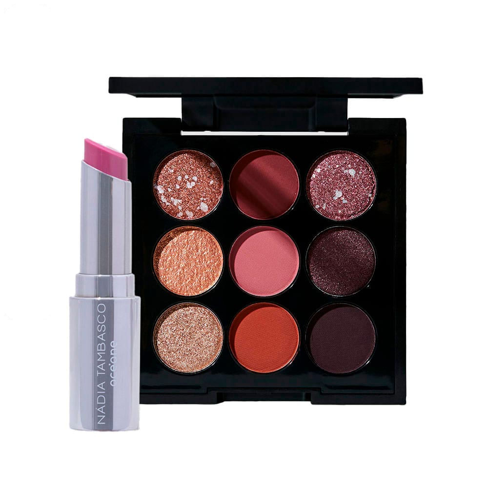 Kit Paleta De Sombras To Go My Glam + Revitalizador Labial Roxo Nádia Tambasco By Océane
