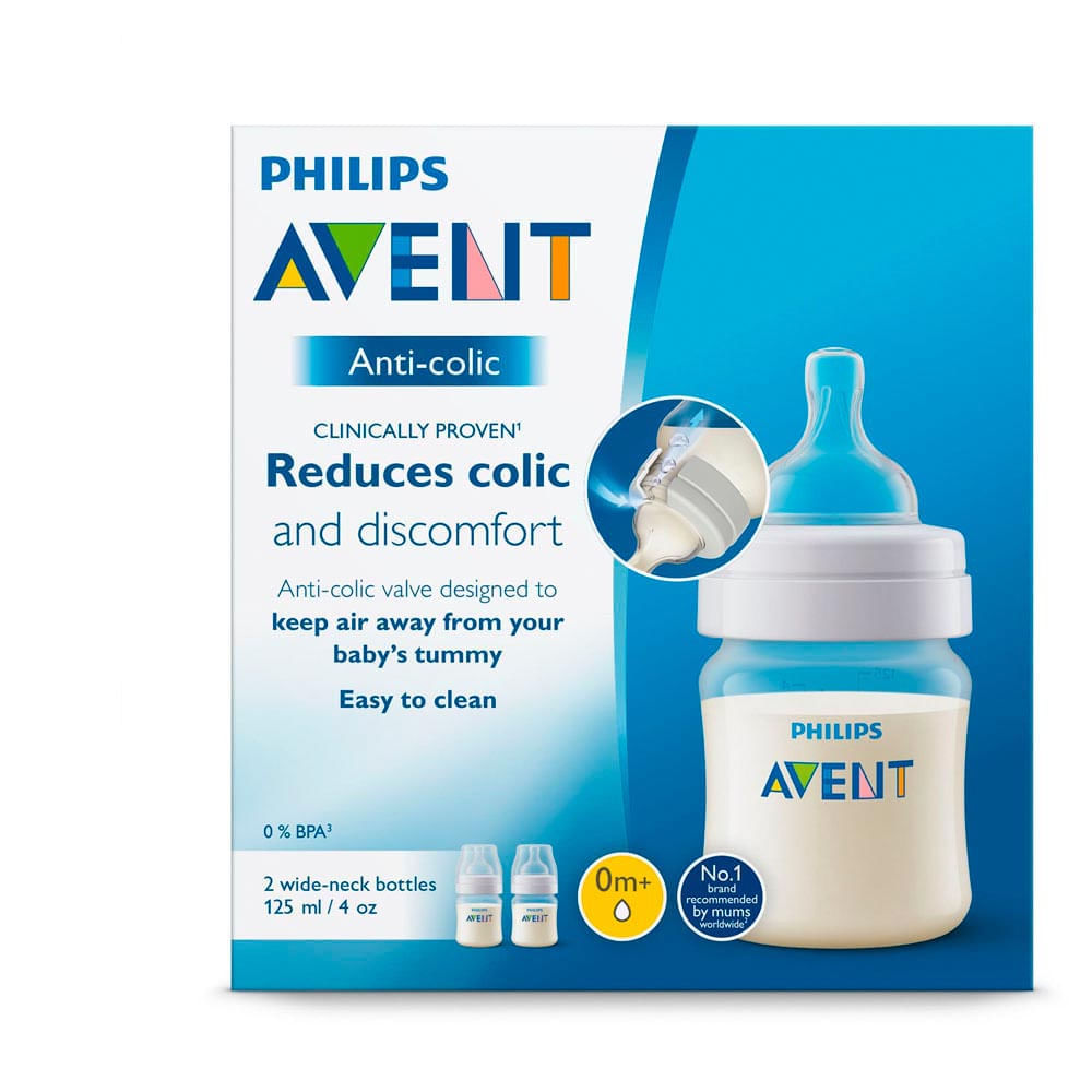 Kit 2 Mamadeiras Transparente 125ml Philips Avent Scf810/27