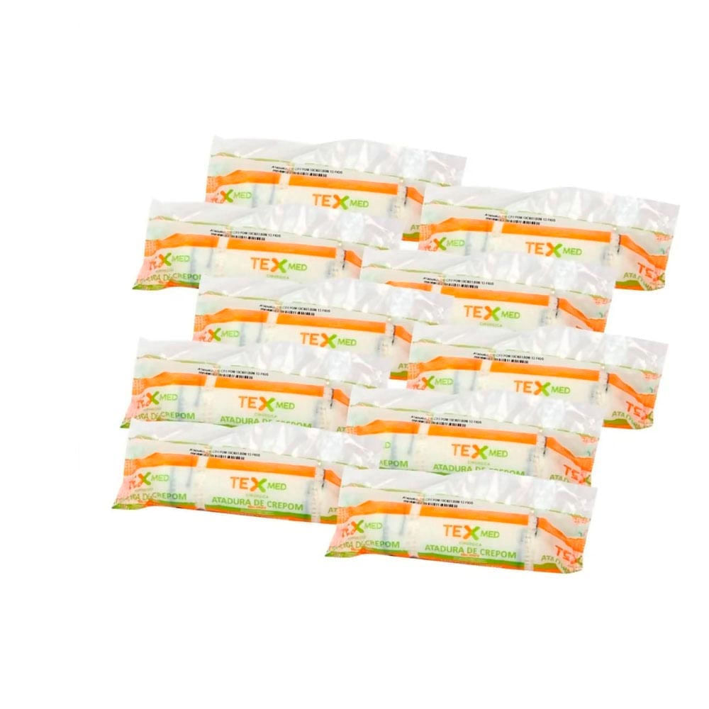 Kit 10 Rolos Atadura Crepom Não Estéril 0,6cmx1,80m TexMed