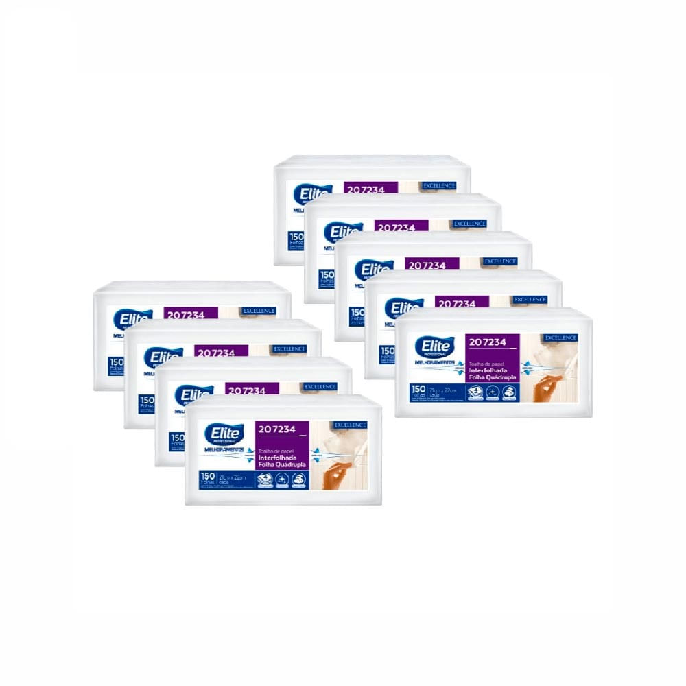 Kit Papel Toalha Interfolhada Elite com 1.350 Folhas Quádruplas