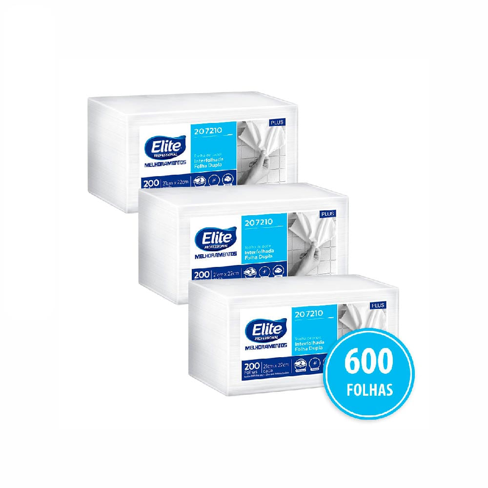 Kit Toalha Plus Interfolhada Elite com 600 Folhas Duplas
