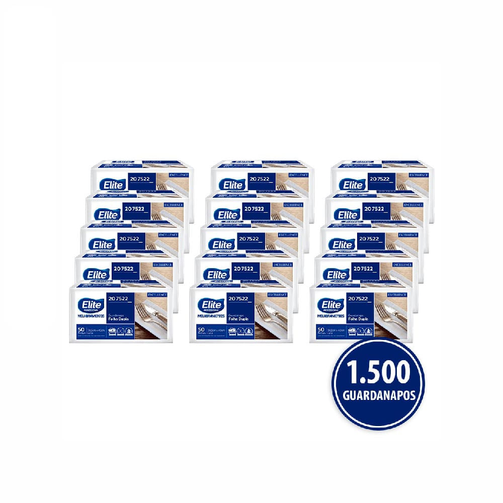 Kit Guardanapo Folha Dupla Elite Excellence Com 1.500 Folhas