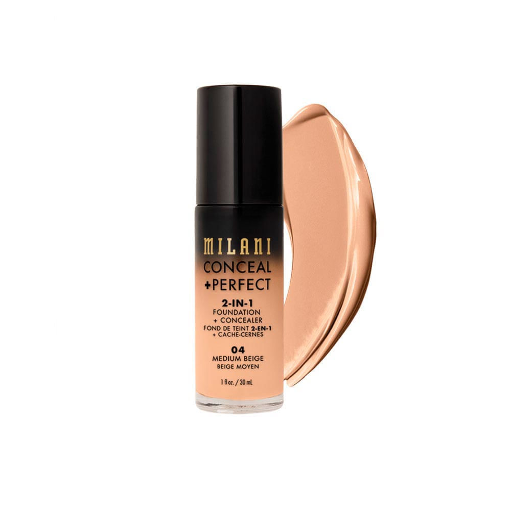 Base Líquida Milani Conceal + Perfect 2 em 1 04 Medium Beige