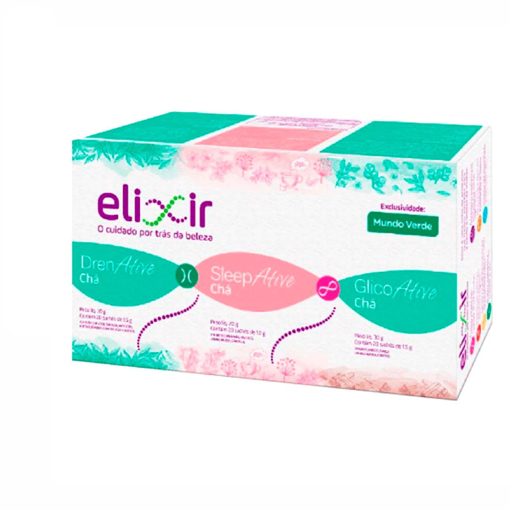 Chá DrenAtive SleepAtive GlicoAtive Elixir Com 60 Sachês 80G