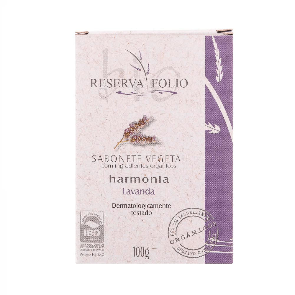 Sabonete Em Barra Vegetal Orgânico Reserva Folio De Lavanda 100G