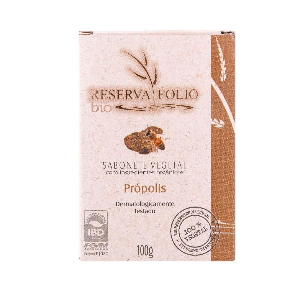 Sabonete Em Barra Vegetal Orgânico Reserva Folio De Própolis 100G