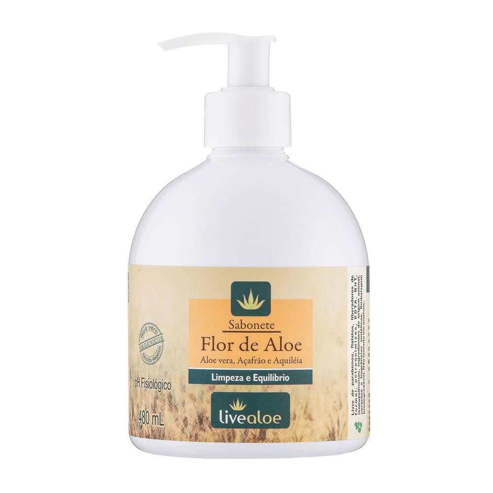 Sabonete Líquido Livealoe Vegano Natural Flor De Aloe 480Ml