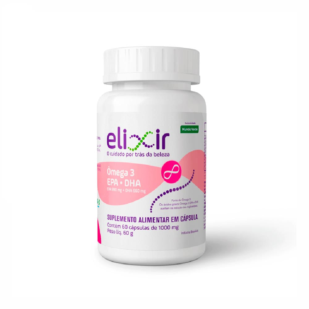 Ômega 3 Elixir 990mg de EPA e 660mg de DHA 1000mg 60 Cápsulas PanVel