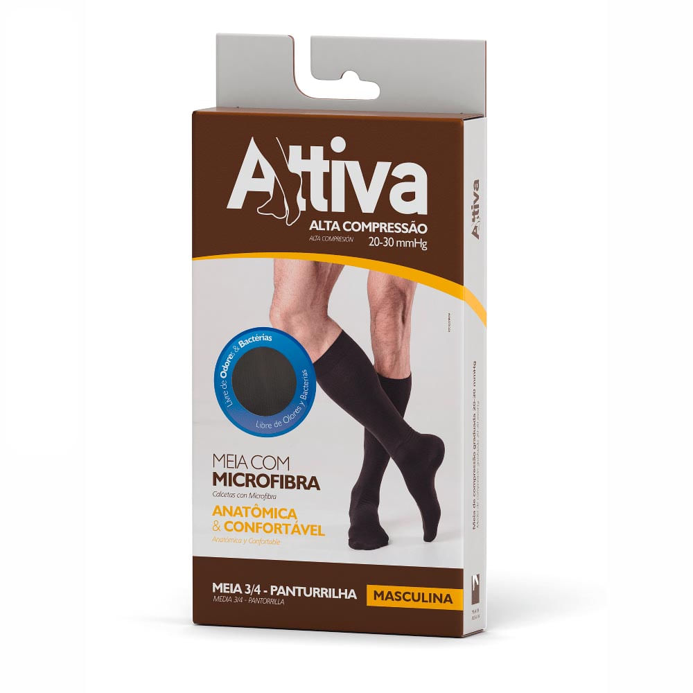 Meia Attiva Alta Compressão 20-30 Mmhg Panturrilha Tamanho G