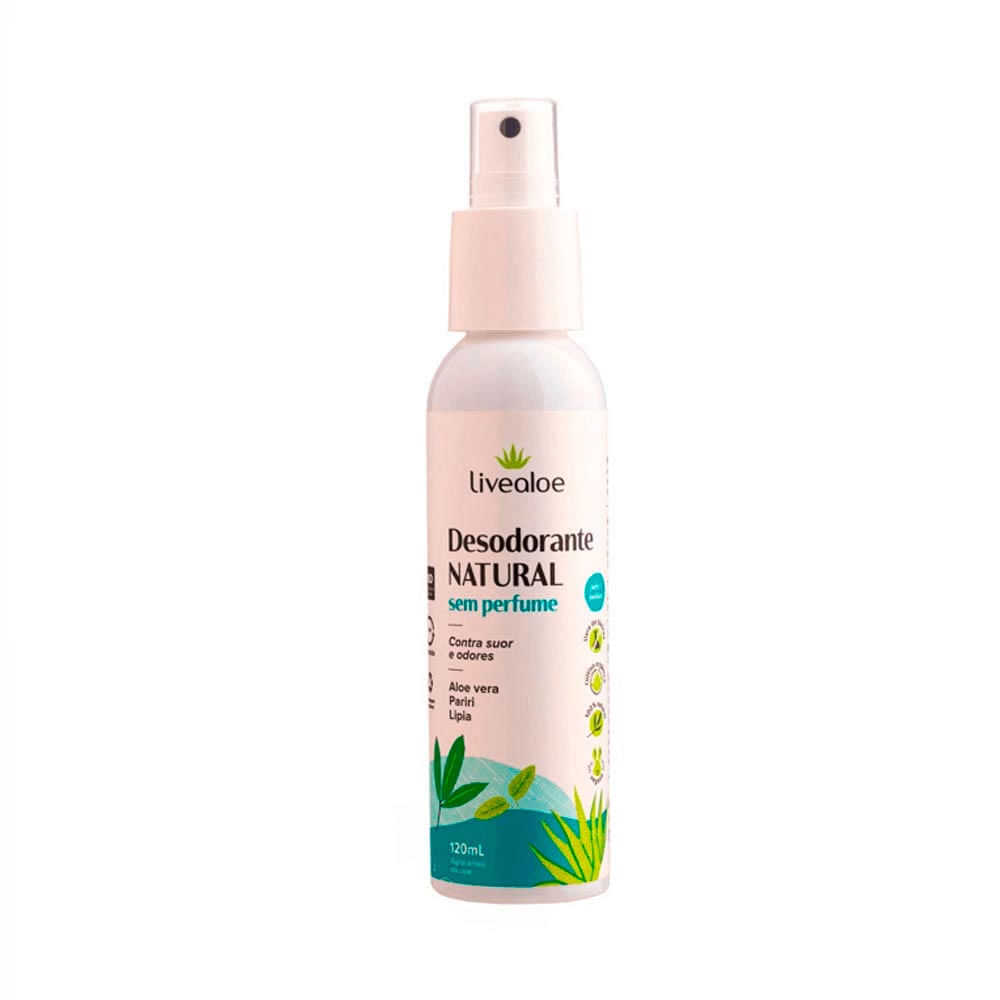 Desodorante Spray Livealoe Natural Sem Perfume 120Ml