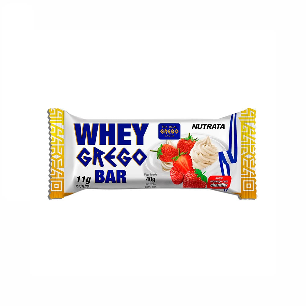 Panvel já compra - Whey Grego Bar Morango com Chantilly Nutrata 40g