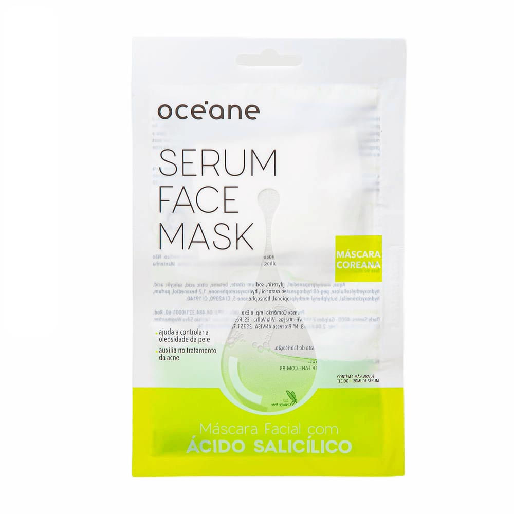 Máscara Facial Océane Com Ácido Salicílico Serum Face Mask 20ml