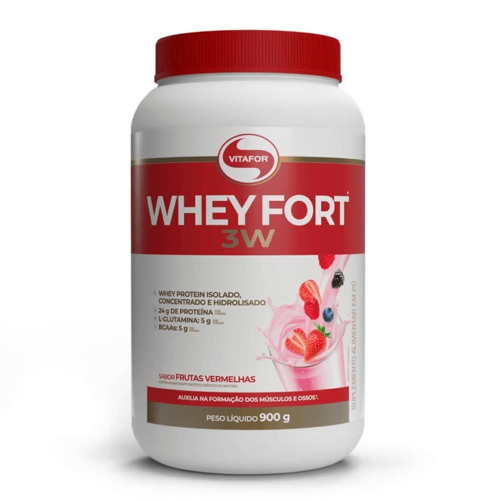 Whey Fort 3w Frutas Vermelhas Vitafor 900g