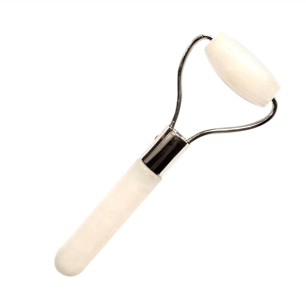 Massageador Facial Elemento Mineral De Quartzo Branco Roller
