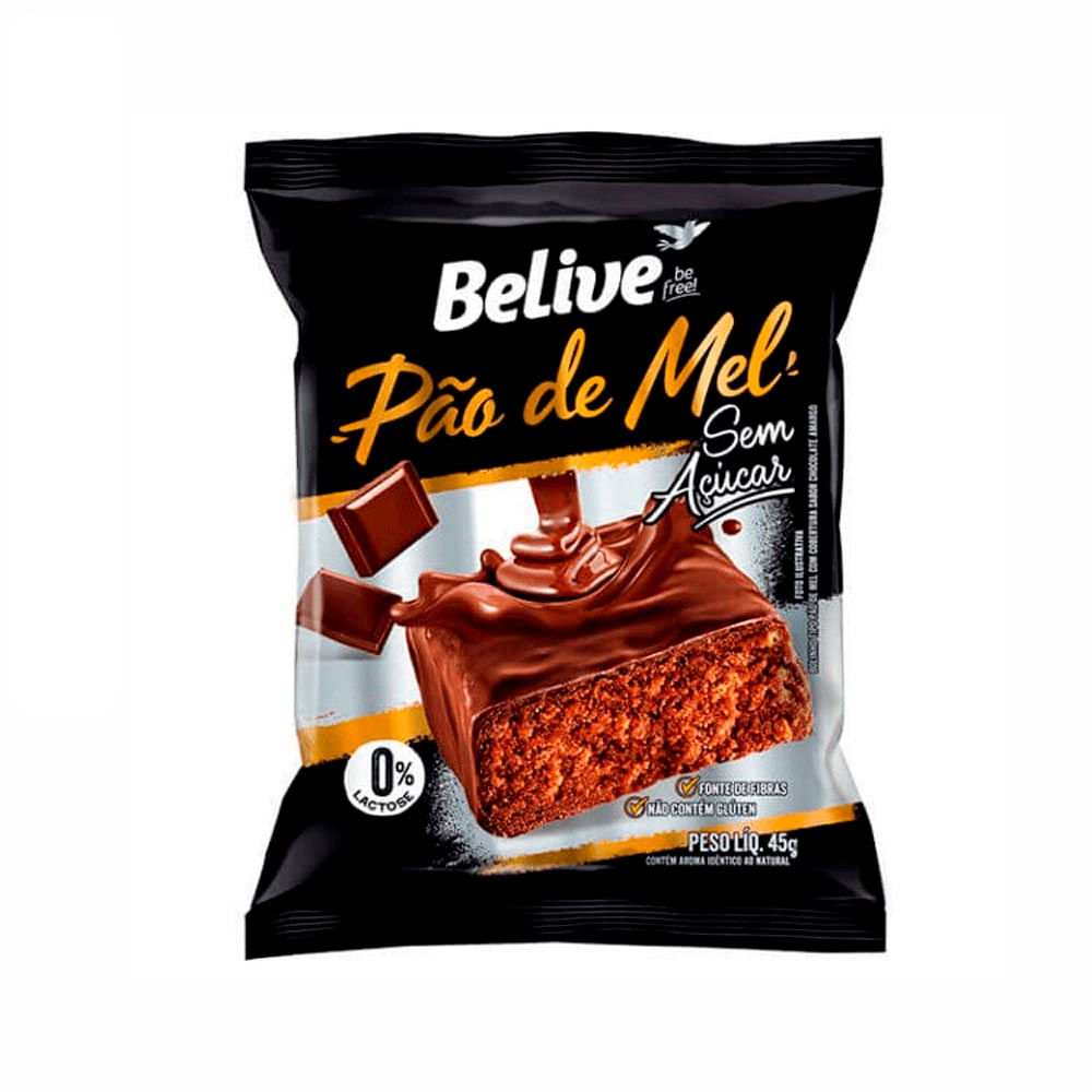 Pão de Mel Zero Açúcar, Sem Glúten e Leite Belive 45g