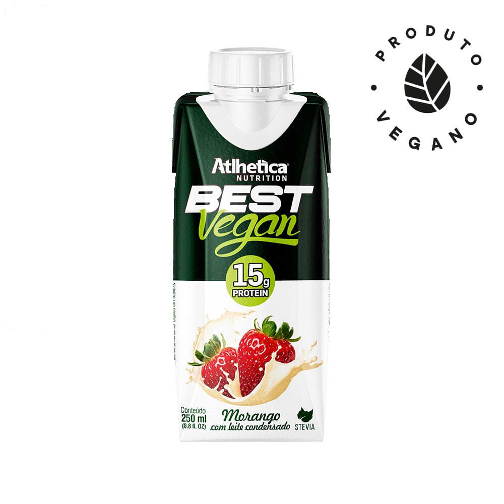 Best Vegan RTD Morango com Leite Condensado Atlhetica Nutrition 250ml