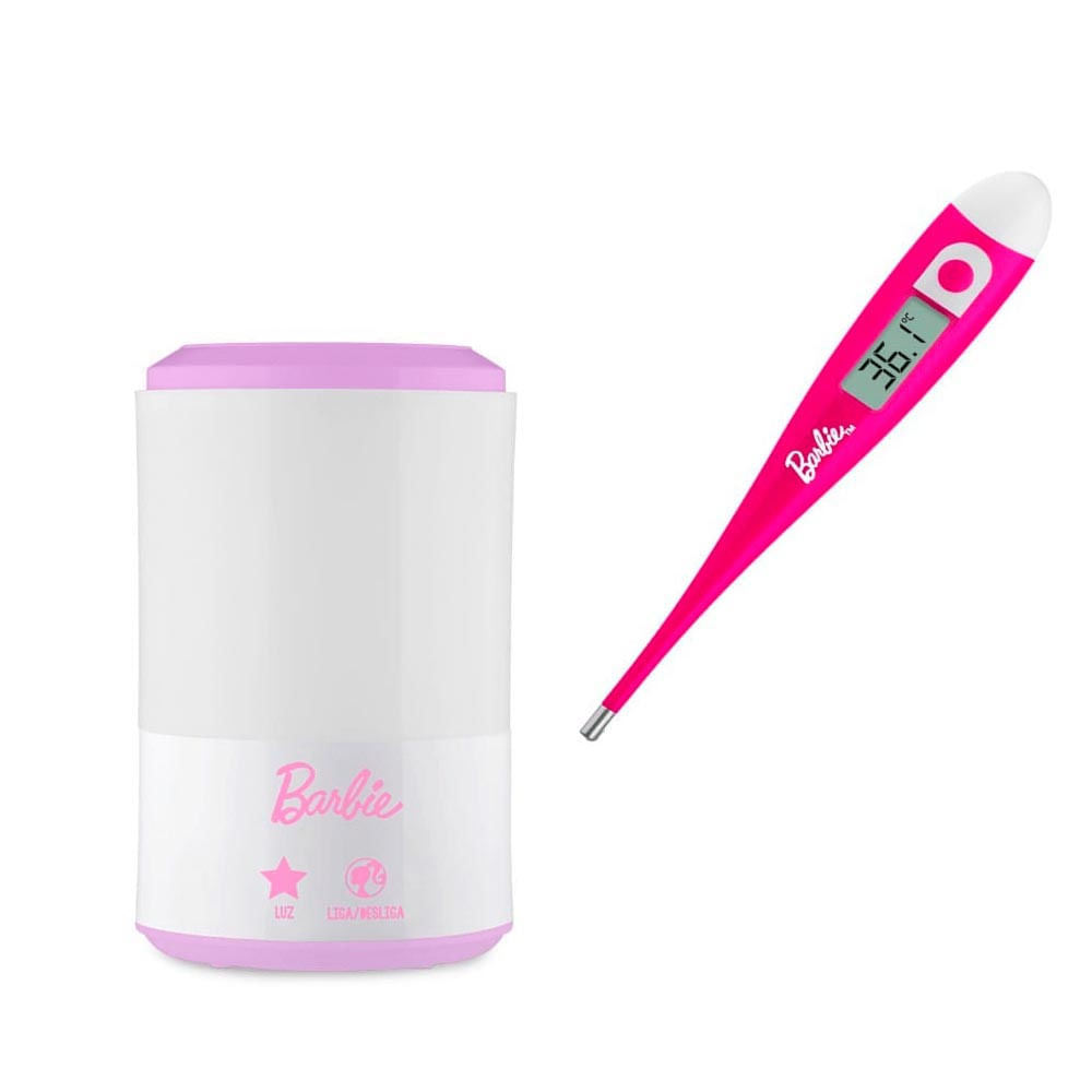 Kit Umidificador de Ar Ultrassônico e Termômetro Digital Barbie Multilaser