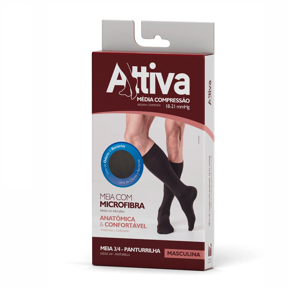 Meia Attiva Média Compressão 18-21 Mmhg Panturrilha Tam M