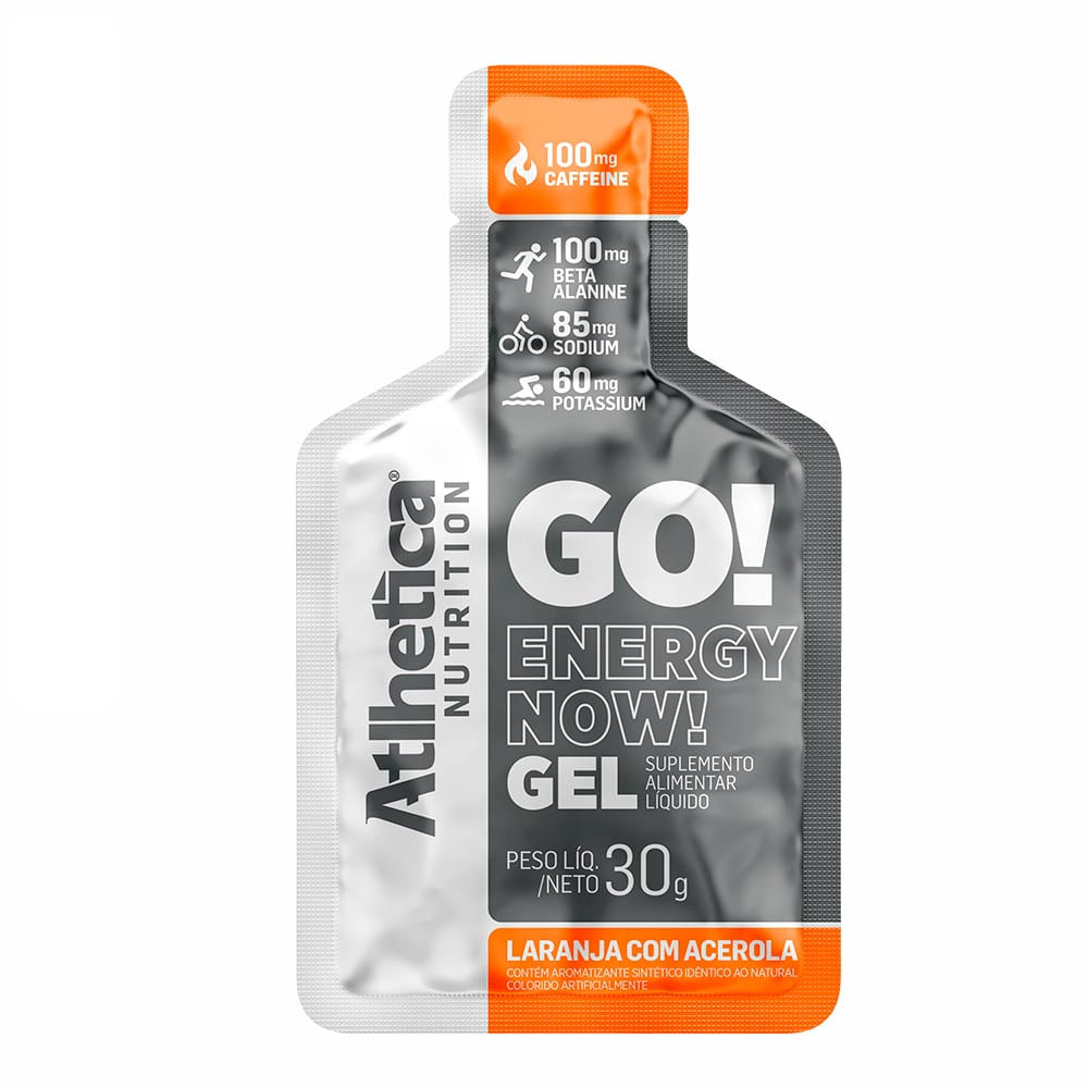 Go! Energy Now Gel Laranja Com Acerola Atlhetica Nutrition 10 Sachês Com 30g