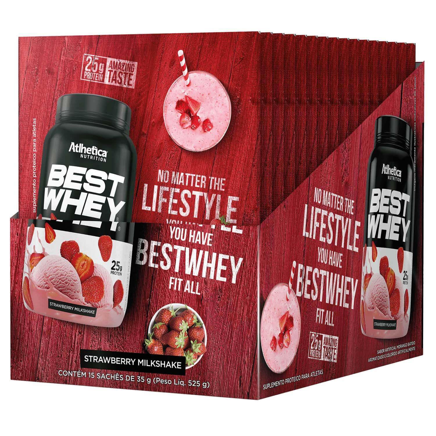 Best Whey Protein Atlhetica Nutrition Strawberry Milk Shake 15 Sachês com 35g