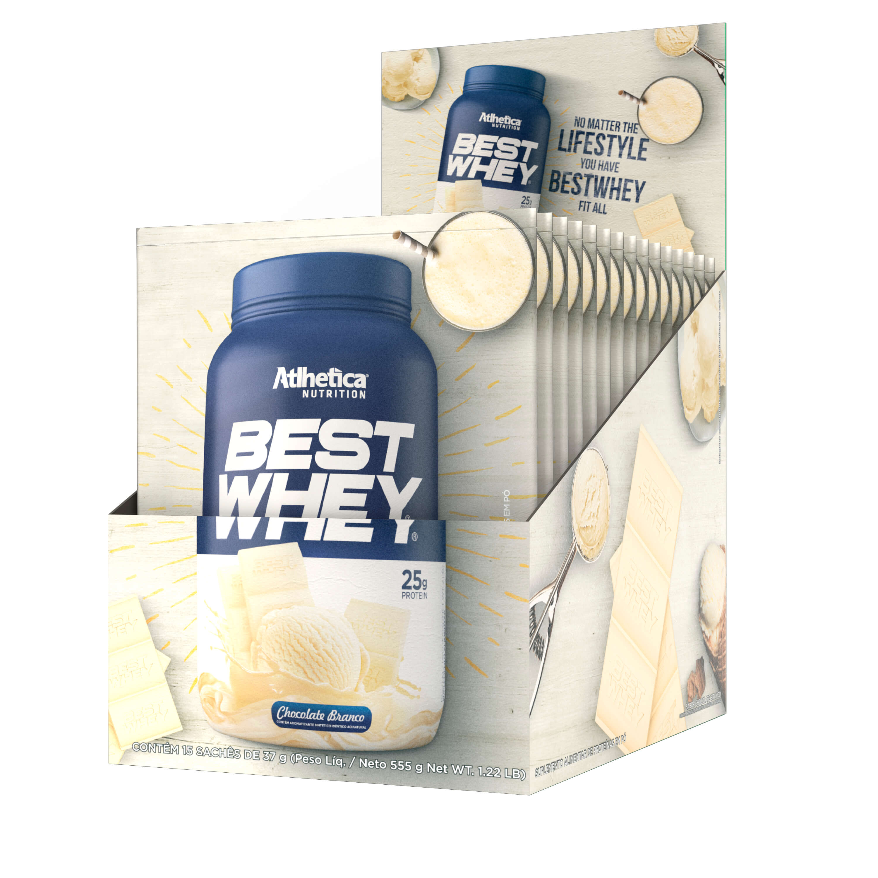 Best Whey Protein Atlhetica Nutrition Chocolate Branco 15 Sachês Com 37g