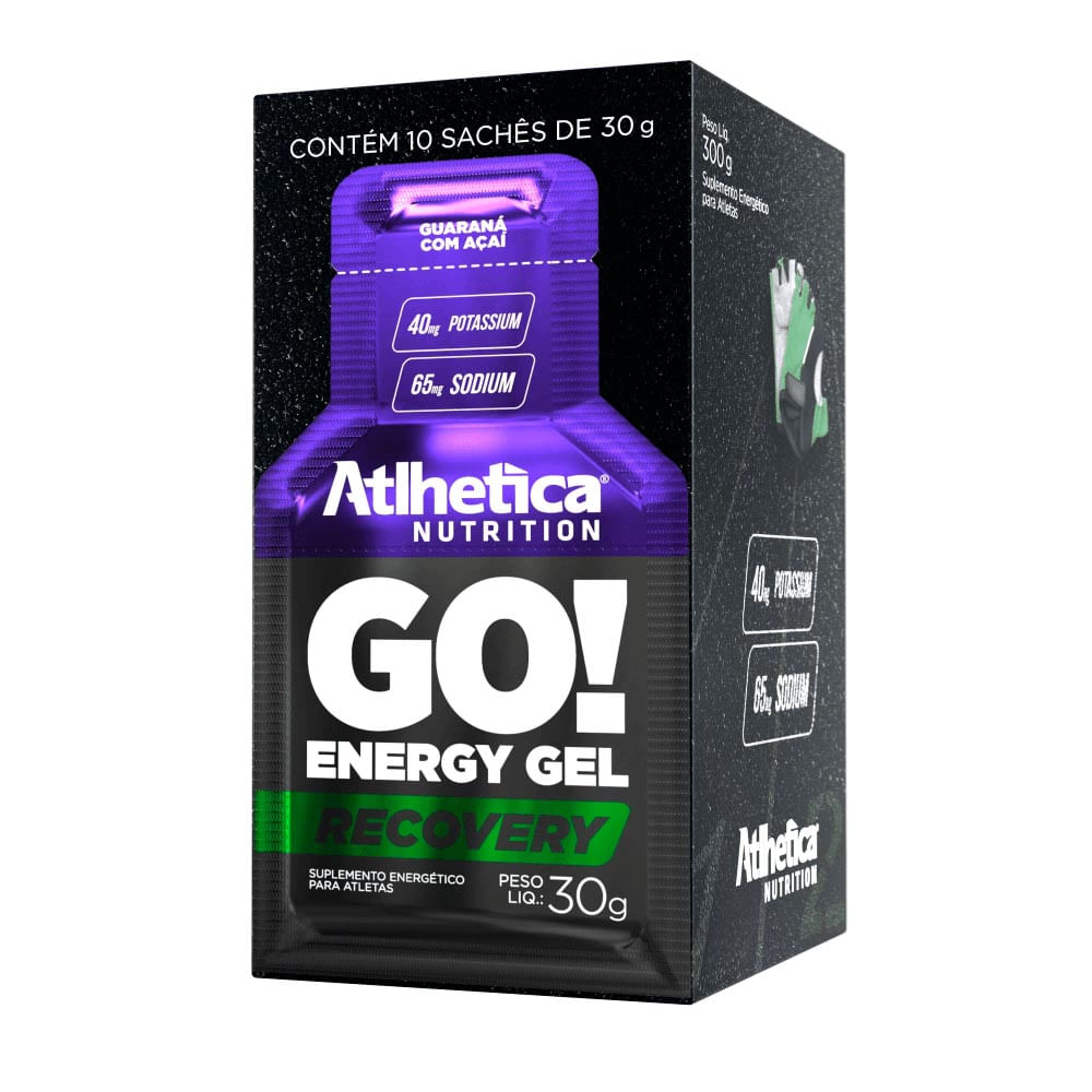 GO! Energy Gel Recovery Atlhetica Nutrition Guaraná com Açaí 10 Sachês de 30g