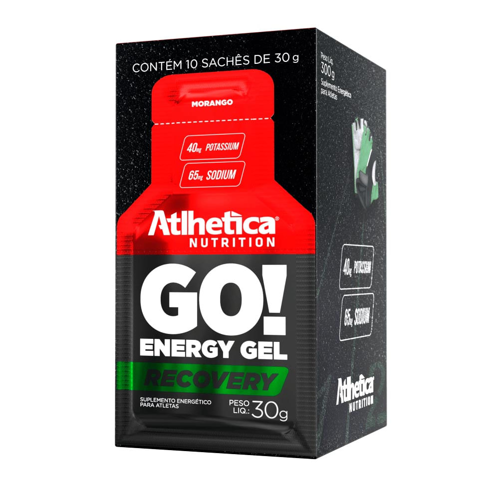 GO! Energy Gel Recovery Atlhetica Nutrition Morango 10 Sachês de 30g
