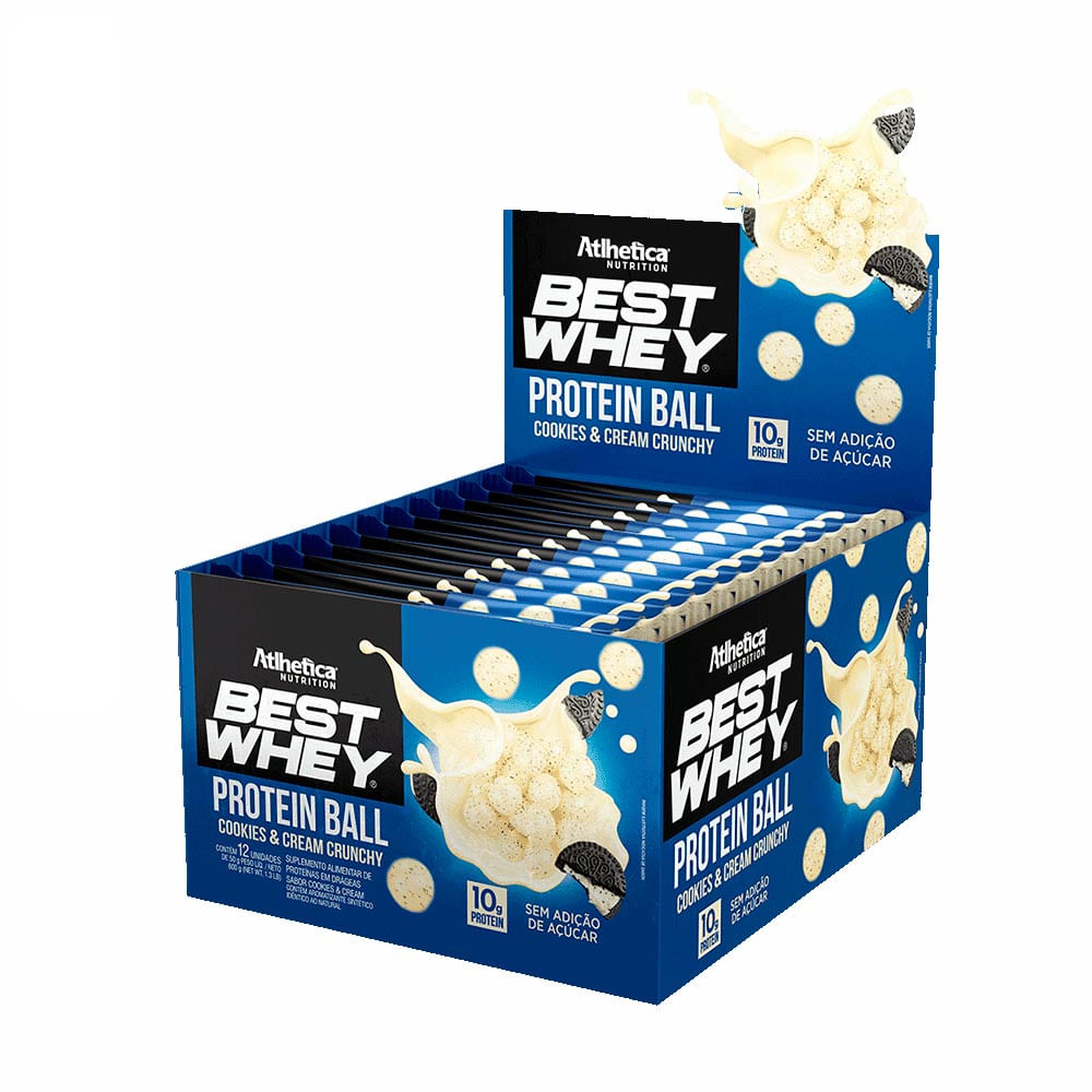 Best Whey Protein Ball Cookies&Cream Atlhetica Nutrition 12 Sachês de 50g