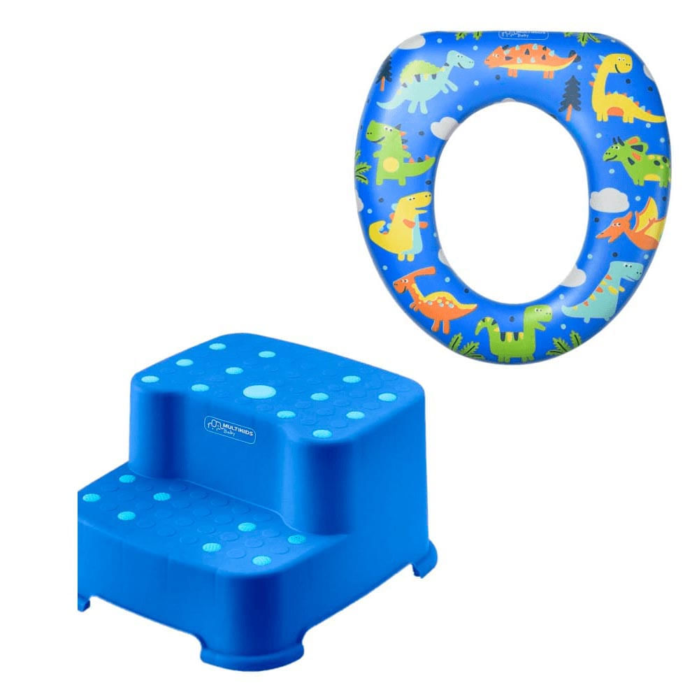 Kit Desfralde Escadinha Infantil E Redutor de Assento Multikids Baby Azul