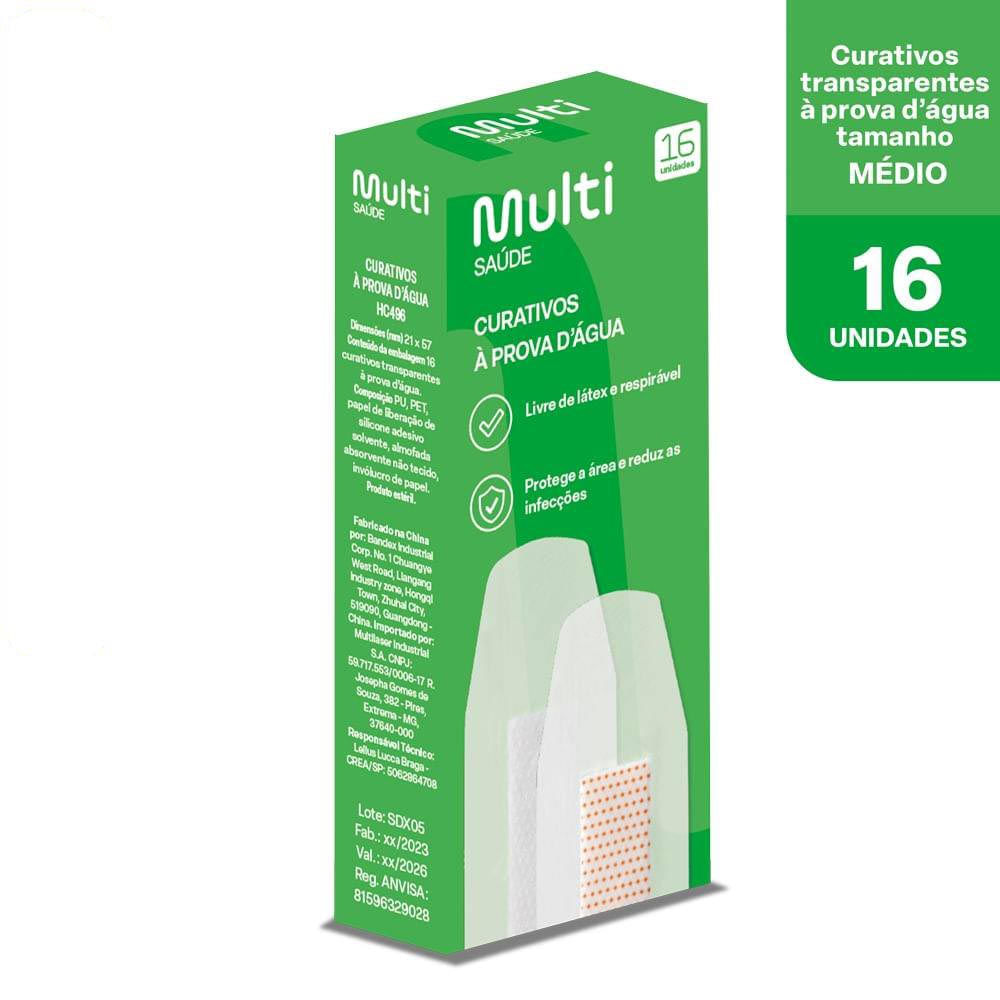 Curativos À prova d'água Caixa com 16 Unidades Multi Saúde HC496