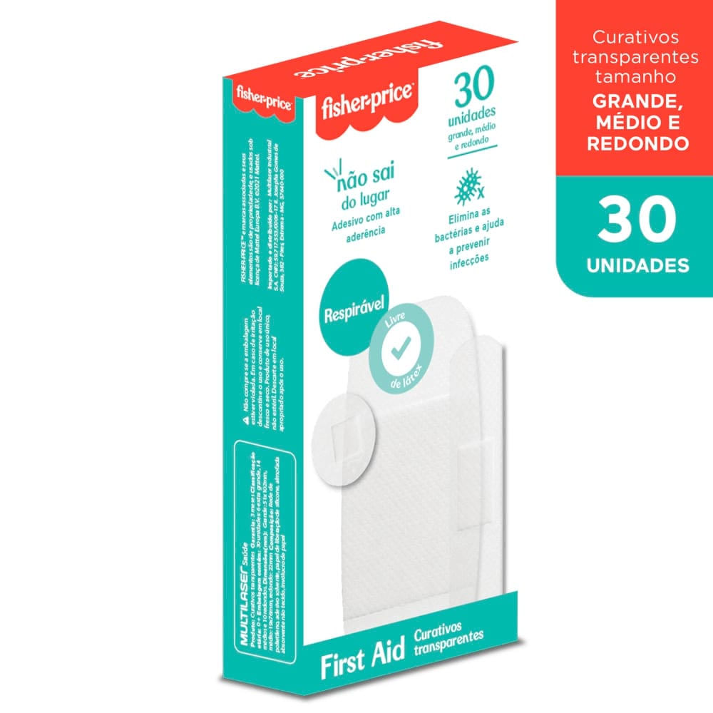 Curativo Transparente Fisher Price Caixa Com 30
