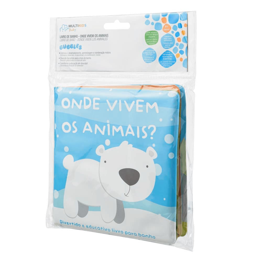 Livro De Banho Onde Vivem os Animais Multikids Baby