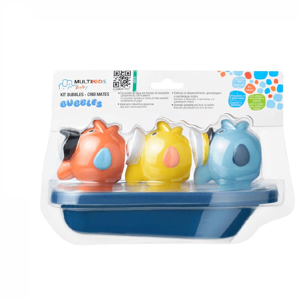 Kit Bubbles Crib Mates 3 Brinquedos que Esguicham Água + Barco +4m Multikids Baby BB1162
