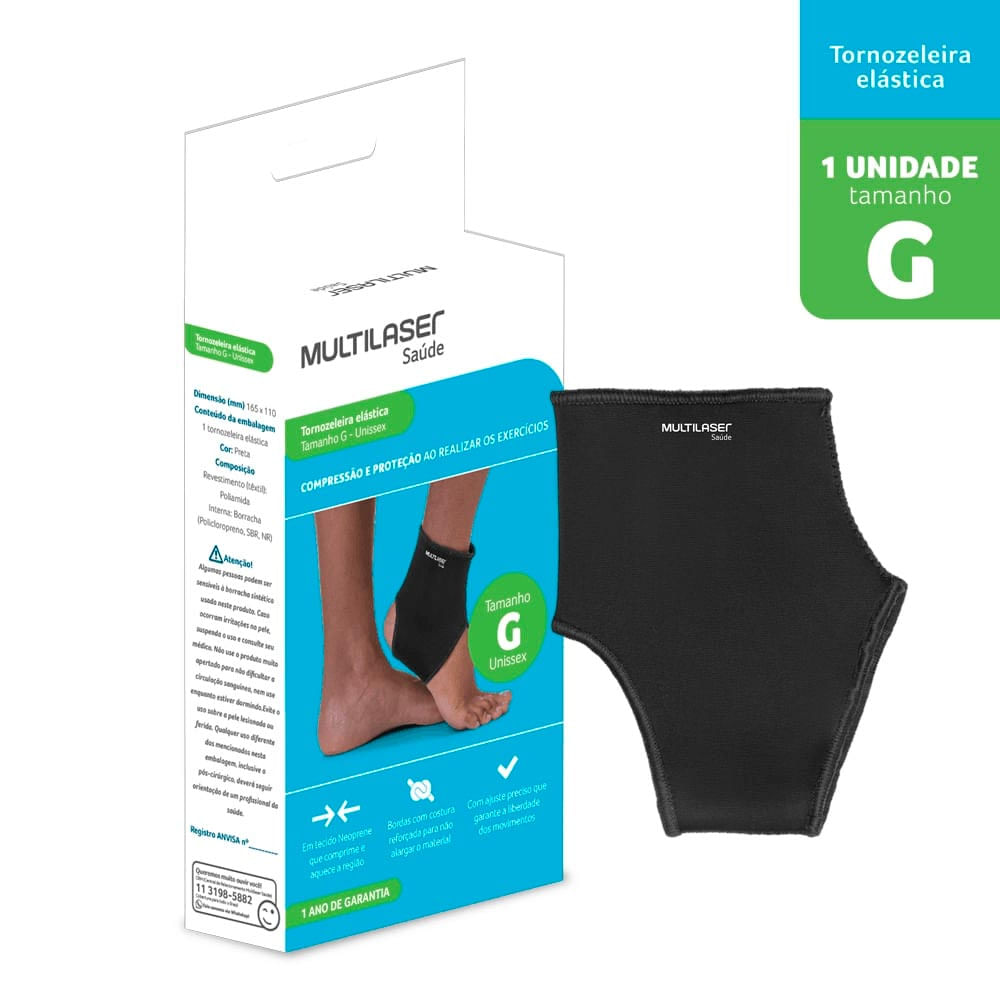 Tornozeleira Unissex Tam. G  Multilaser Saúde HC346